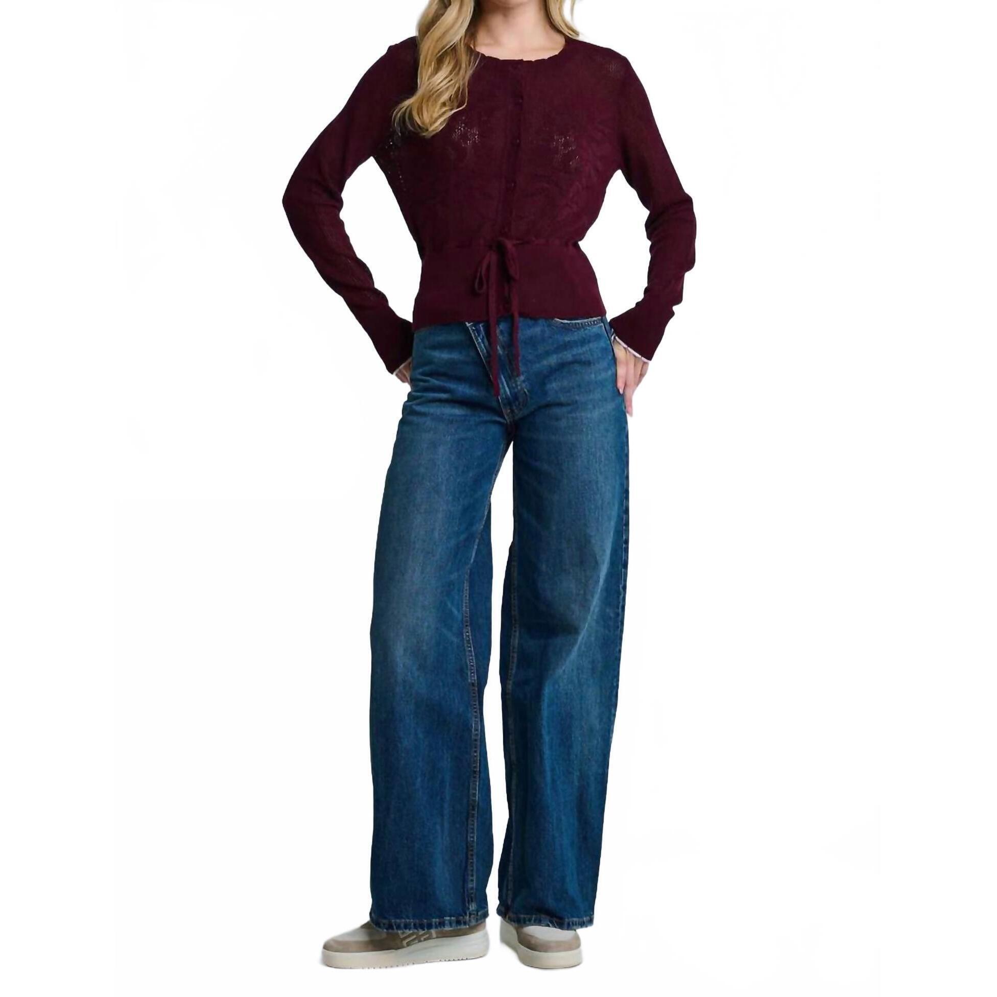 New Lisa Todd Flirt Long Sleeve Cardigan In Wine